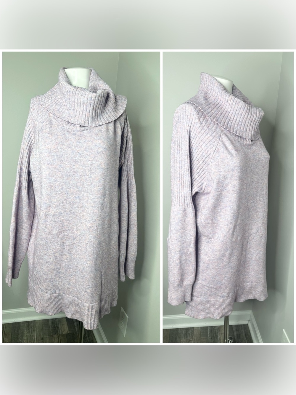 89th & Madison Lavender Cowl Neck Sweater Tunic-2X